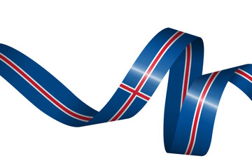 Set of flag ribbon with colors of Iceland for independence day celebration decoration