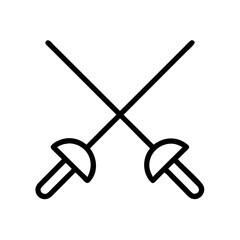 Crossed swords fencing sport duel fight battle weapon sharp steel blade icon vector design