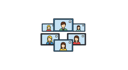 Fototapeta premium A graphic representation of a video conference with multiple participants.