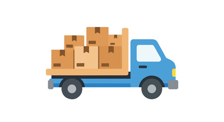 Wooden toy truck carrying boxes on hand truck vector illustration