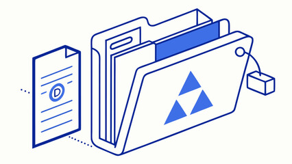 Isometric Document and Folder Icon Minimal Blue File Management Illustration