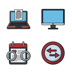 Fototapeta premium Digital Communication and Planning Icon Set