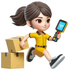 Delivery staff wearing colorful uniforms