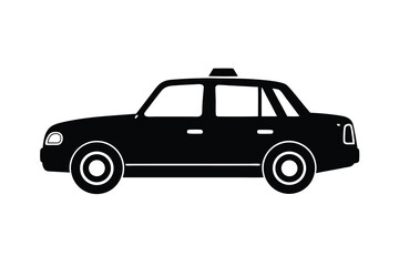 Simple Black Silhouette of a Taxi Car