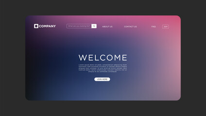 Website Landing Page Design Gradient Background, Welcome Message, Join Button
