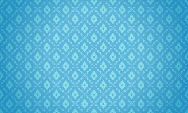 Luxury thai pattern light blue background vector illustration. Lai Thai bright blue tone