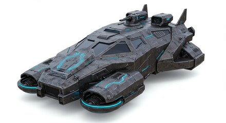 Futuristic Armored Hovercraft: Sci-Fi Vehicle Design