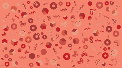 Pink background with red geometric shapes. Abstract vector background for presentation, banner, creative poster design.