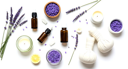 Lavender essential oils and spa items dropper bottles