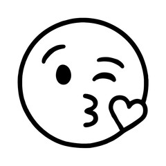 Obraz premium Kissing Face with Heart Emoji Vector - Symbol of Love and Affection