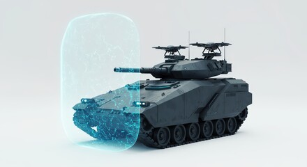 Futuristic Military Tank with Energy Shield