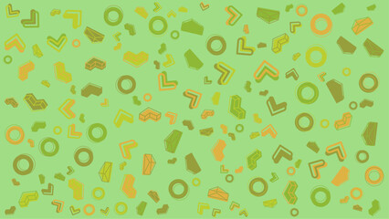Light green background with scattered geometric shapes. Abstract vector background for presentation, banner, creative poster design.
