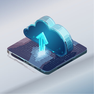 flat design cloud upload icon with simplified arrow and clean digital silhouette