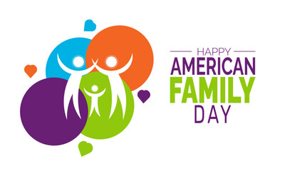 American Family Day background, family celebration template, parents and children, happy family concept, use for banner, card, poster, flyer, and social media design
