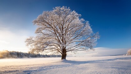 serene deciduous tree in winter nature landscape