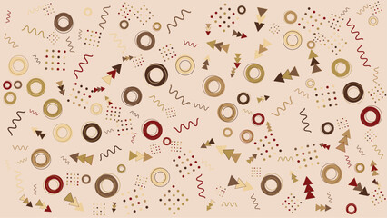 Abstract pattern of circles triangles and squiggles. Abstract vector background for presentation, banner, creative poster design.