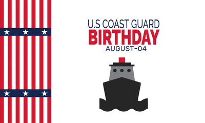 National Coast Guard Day background, military celebration design, use for banner, poster, card, flyer, and patriotic event template