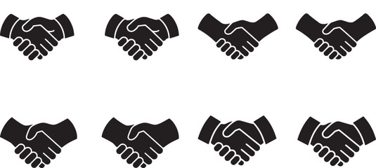 Handshake Icon Set – Business Agreement and Partnership Vector Symbol