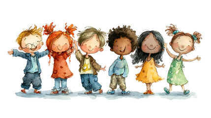 Happy children of diverse backgrounds.
