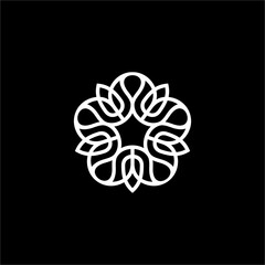 Flower Ornament logo concept with sleek, luxurious, modern and elegant style. Suitable for fashion, beauty, cosmetics, spa, resort, hotel, entertainment & art.