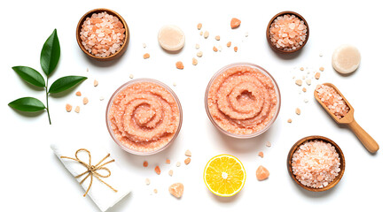 Pink salt scrub and citrus spa items body scrub beauty