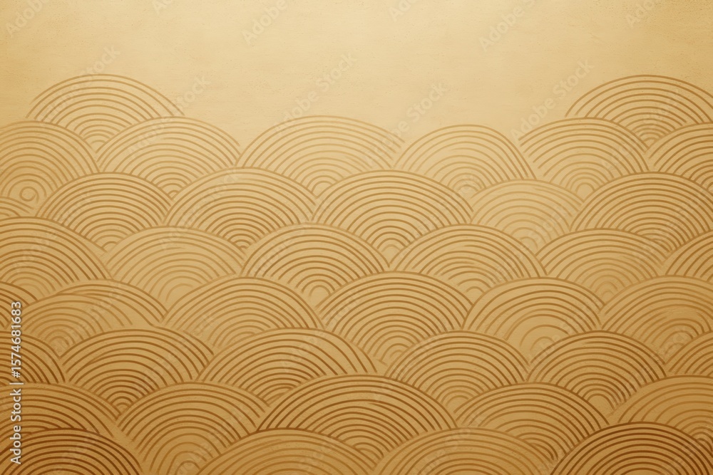 Poster a textured wall with a repeating pattern of semi-circular, concentric arcs creating a harmonious and