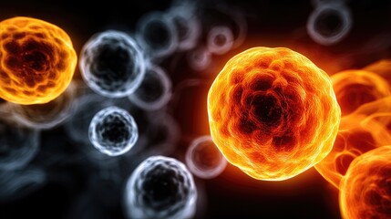 Colorful cellular structures in a microscopic view.