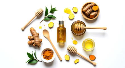 Turmeric honey and ginger natural remedies organic