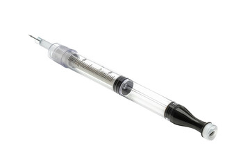 Plastic injection syringe used in hospitals on transparent background