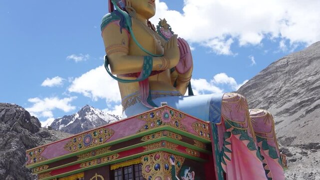 Diskit Monastery, Nubra Valley in Ladakh is one of the Oldest and largest Monastery and tall statue of Maitreya Buddha. 
