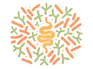 Obraz premium Abstract illustration of colorful bacteria patterns and shapes Isolyate on transparent background
