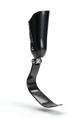 Black Prosthetic Foot on White Seamless Background Adaptive Technology Medical Equipment