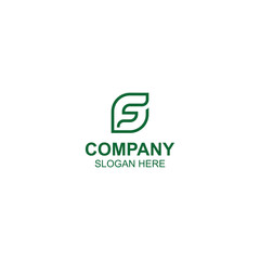 letter f leaf logo design for company or technology with creative illustration