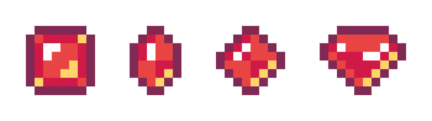 Pixel Coins and Gems Game Assets