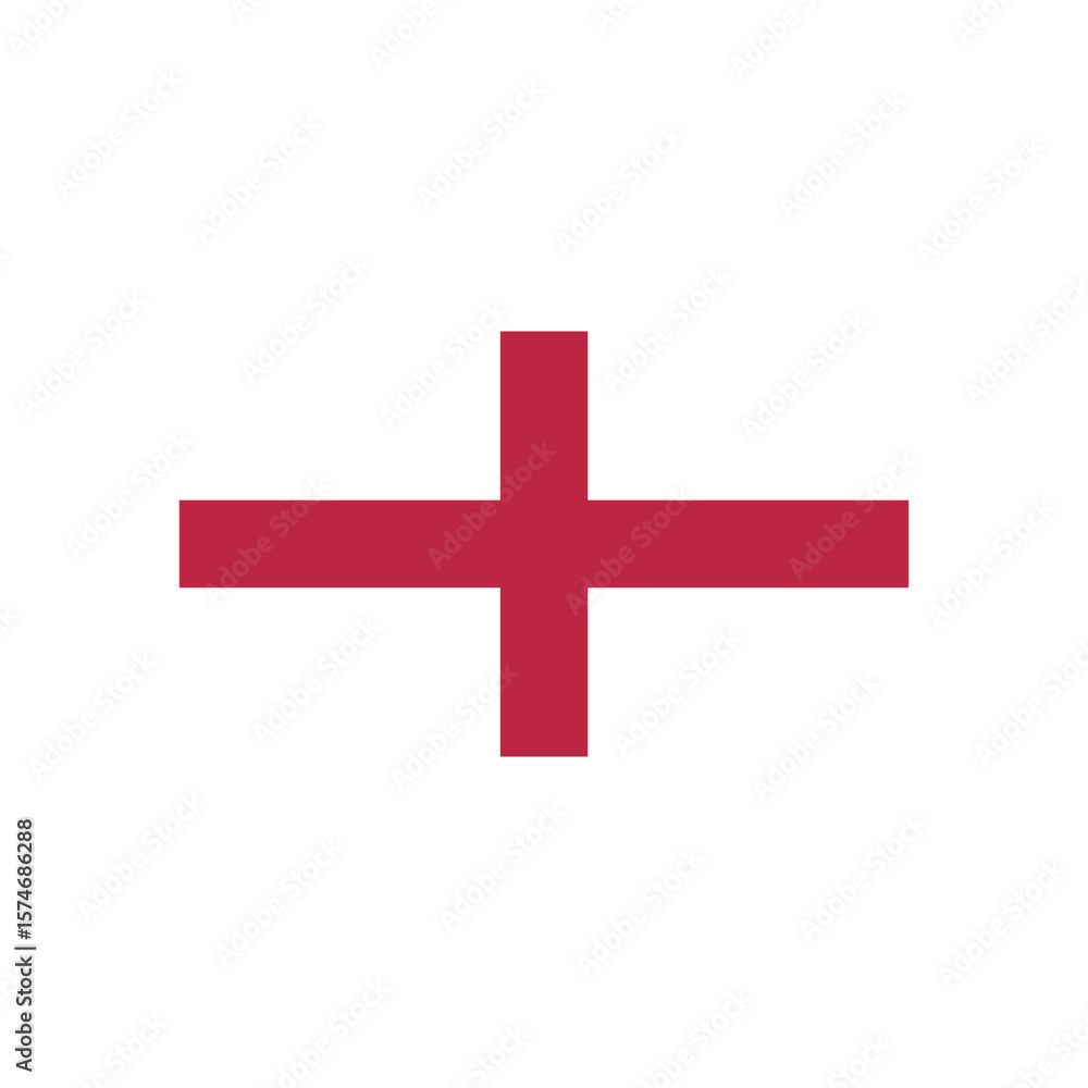 Poster a simple graphic featuring a red cross centered on a white background in a minimalist design style i