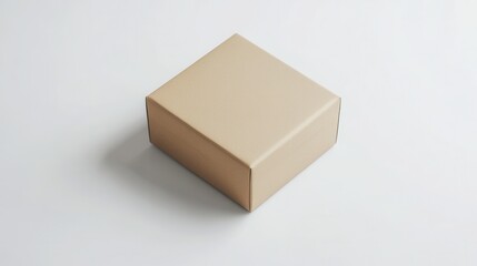 Fototapeta premium eco-friendly kraft food box mockup, minimalist packaging with empty branding space, soft natural shadows on white background