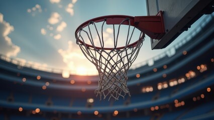 basketball hoop on the background of an open-air stadium