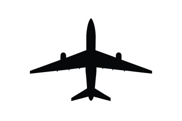 Airplane Silhouette on White Background A Simple Aviation Icon for Travel