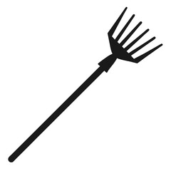 Naklejka premium Simple black silhouette of a garden rake with evenly spaced tines for outdoor work