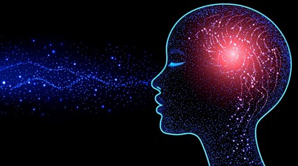 Obraz premium AI Agent Intelligence Cognition Abstract illustration of human head with glowing neural connections