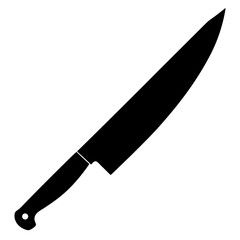 Sharp black silhouette of a kitchen knife perfect for culinary or design projects