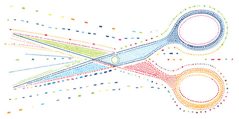 Artistic Scissors and Cut Lines &ndash; Colorful Vector Illustration