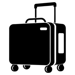 Minimalist black silhouette of a modern rolling suitcase with a handle