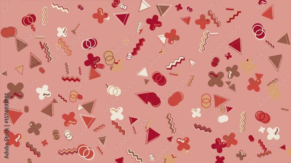 Wall mural pink image shows a geometric abstract pattern. abstract seamless memphis loop video background.