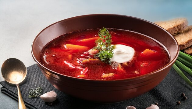 a hearty bowl of borch a traditional ukrainian dish