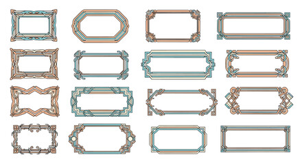 Collection of ornate and decorative rectangular and octagonal frames in vintage styles and various artistic designs for creative projects and graphic applications