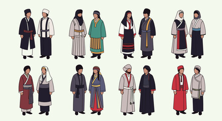 Diverse traditional attire showcase exploring cultural heritage through historic costumes