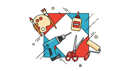 Creative arts and crafts supplies collection for diy projects and hobbyists