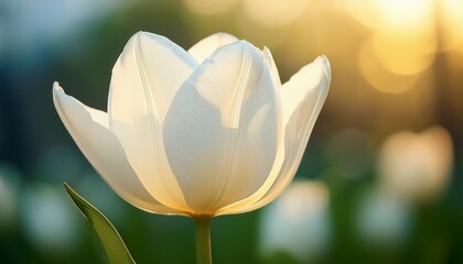 elegant white tulip flower in soft focus nature setting botanical photography close up serene beauty