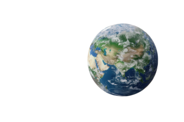 Blue and green Earth planet image with transparent background